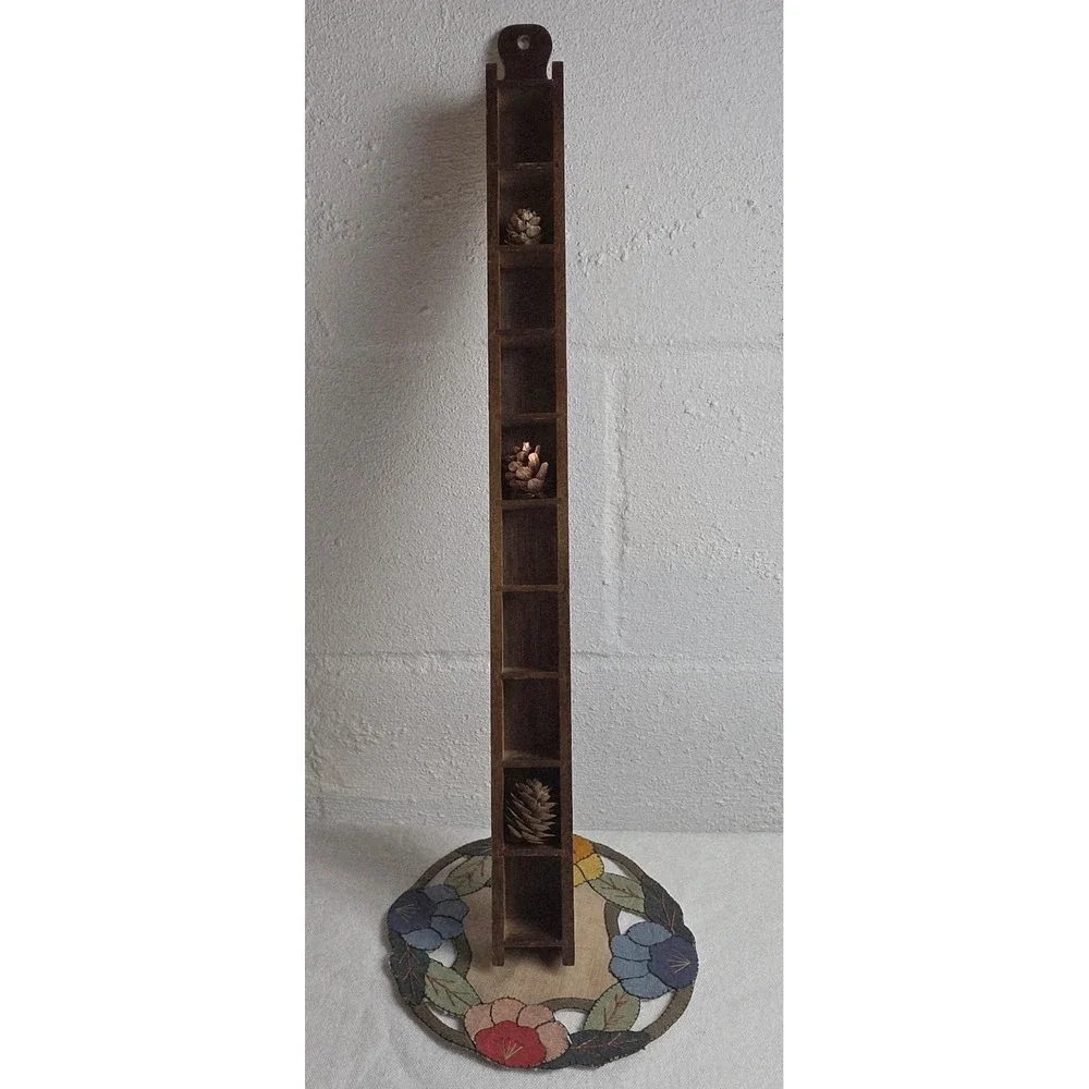 Vintage 1995 Handmade Vertical 10 Slot Curio Display Shelf Tall Narrow